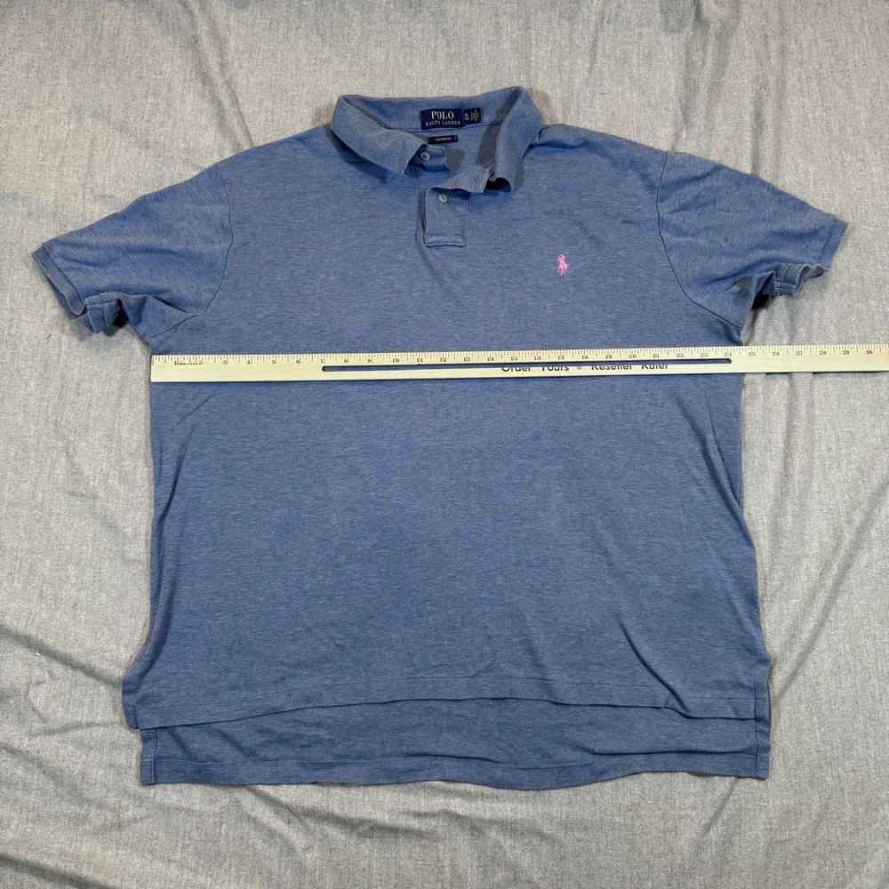 Polo Ralph Lauren‎ Shirt Mens XL Blue Custom Fit Pink Pony Classic Cotton